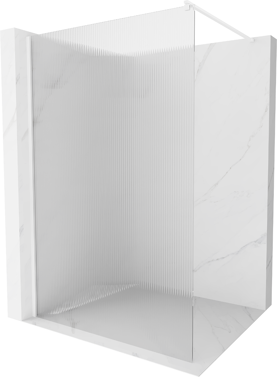 Mexen Kioto ścianka prysznicowa Walk-in 110 x 200 cm, prążki 8 mm, biała - 800-110-101-20-09
