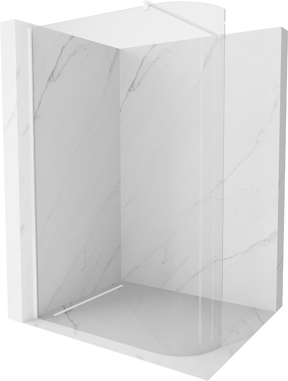 Mexen Kioto ścianka prysznicowa zaokrąglona Walk-in 90 x 200 cm, transparent 8 mm, biała - 800-090-101-20-06