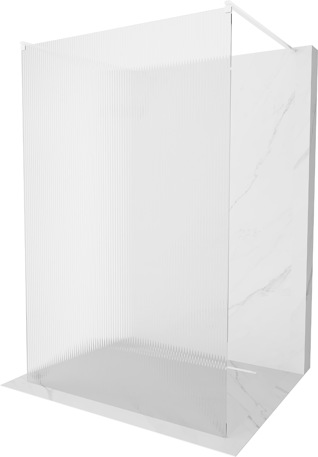 Mexen Kioto ścianka prysznicowa wolnostojąca 100 x 200 cm, prążki 8 mm, biała - 800-100-002-20-09