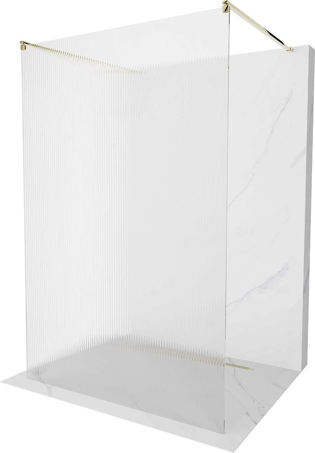 Mexen Kioto ścianka prysznicowa wolnostojąca 100 x 200 cm, prążki 8 mm, złota - 800-100-002-50-09