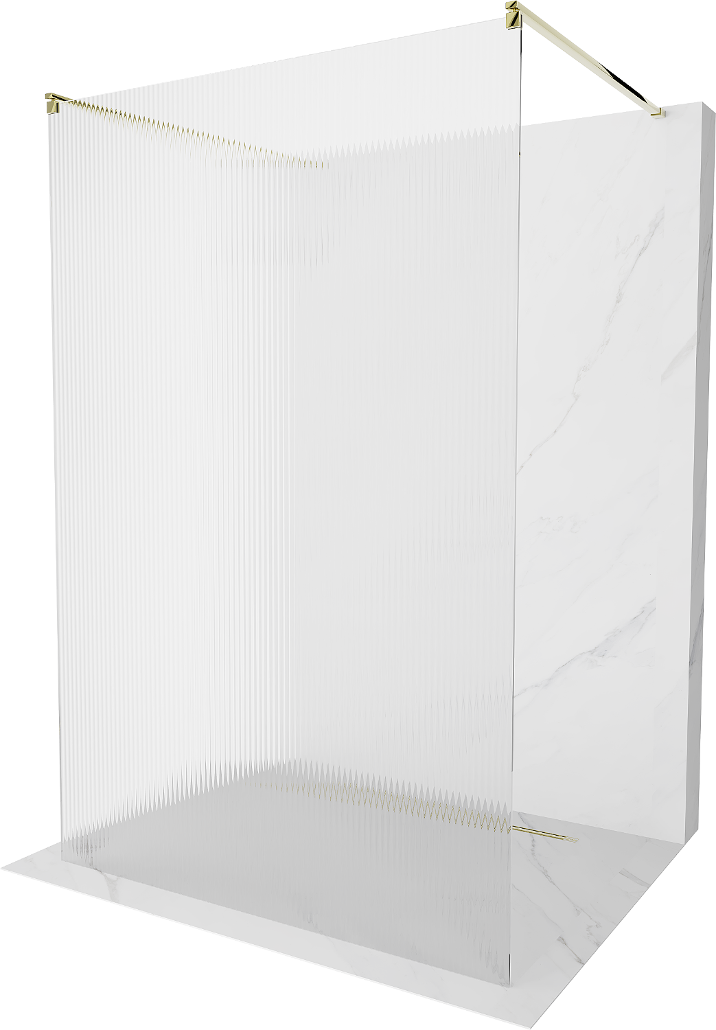 Mexen Kioto ścianka prysznicowa wolnostojąca 110 x 200 cm, prążki 8 mm, złota - 800-110-002-50-09