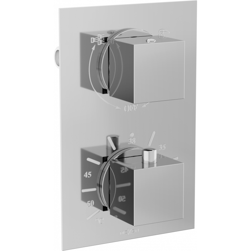 Mexen Cube termostatyczna bateria wannowo-prysznicowa 2-wyjściowa, chrom - 77502-00