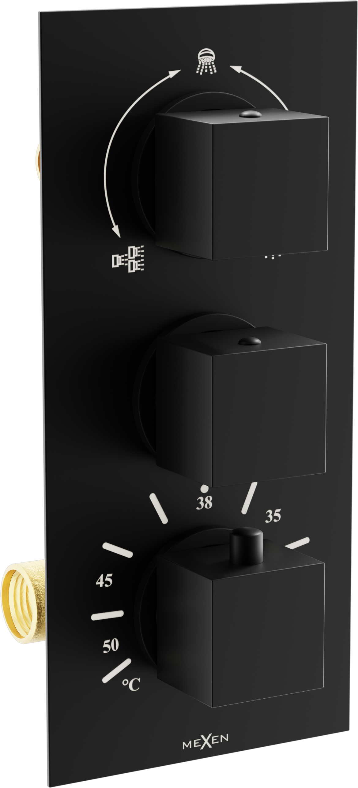 Mexen Cube termostatyczna bateria wannowo-prysznicowa 3-wyjściowa, czarna - 77503-70