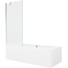 Mexen Cube wanna prostokątna 170 x 80 cm z obudową i parawanem 1-skrzydłowym 80 cm, transparent, chrom - 550517080X9508000001