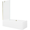 Mexen Cube wanna prostokątna 170 x 80 cm z obudową i parawanem 1-skrzydłowym 80 cm, transparent, złoty - 550517080X9508000050