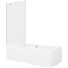 Mexen Cube wanna prostokątna 170 x 80 cm z obudową i parawanem 1-skrzydłowym 90 cm, transparent, chrom - 550517080X9509000001