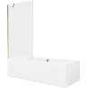 Mexen Cube wanna prostokątna 170 x 80 cm z obudową i parawanem 1-skrzydłowym 90 cm, transparent, złoty - 550517080X9509000050