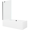 Mexen Cube wanna prostokątna 180 x 80 cm z obudową i parawanem 1-skrzydłowym 90 cm, transparent, czarny - 550518080X9509000070