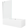 Mexen Cube wanna prostokątna 180 x 80 cm z obudową i parawanem 1-skrzydłowym 100 cm, transparent, chrom - 550518080X9510000001