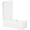 Mexen Cube wanna prostokątna 180 x 80 cm z obudową i parawanem 1-skrzydłowym 100 cm, transparent, złoty - 550518080X9510000050