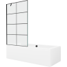 Mexen Cube wanna prostokątna 180 x 80 cm z obudową i parawanem 1-skrzydłowym 100 cm, czarny wzór - 550518080X9510007077