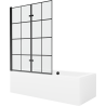 Mexen Cube wanna prostokątna 170 x 80 cm z obudową i parawanem 2-skrzydłowym 120 cm, czarny wzór - 550517080X9212027077