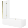 Mexen Cube wanna prostokątna 180 x 80 cm z obudową i parawanem 2-skrzydłowym 80 cm, transparent, złoty - 550518080X9208025000