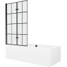 `Mexen Cube wanna prostokątna 180 x 80 cm z obudową i parawanem 2-skrzydłowym 100 cm, czarny wzór - 550518080X92100027077