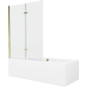 Mexen Cube wanna prostokątna 180 x 80 cm z obudową i parawanem 2-skrzydłowym 120 cm, transparent, złoty - 550518080X9212025000