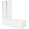 Mexen Cube wanna prostokątna 180 x 80 cm z obudową i parawanem 1-skrzydłowym 100 cm, transparent, chrom - 550518080X9410110100