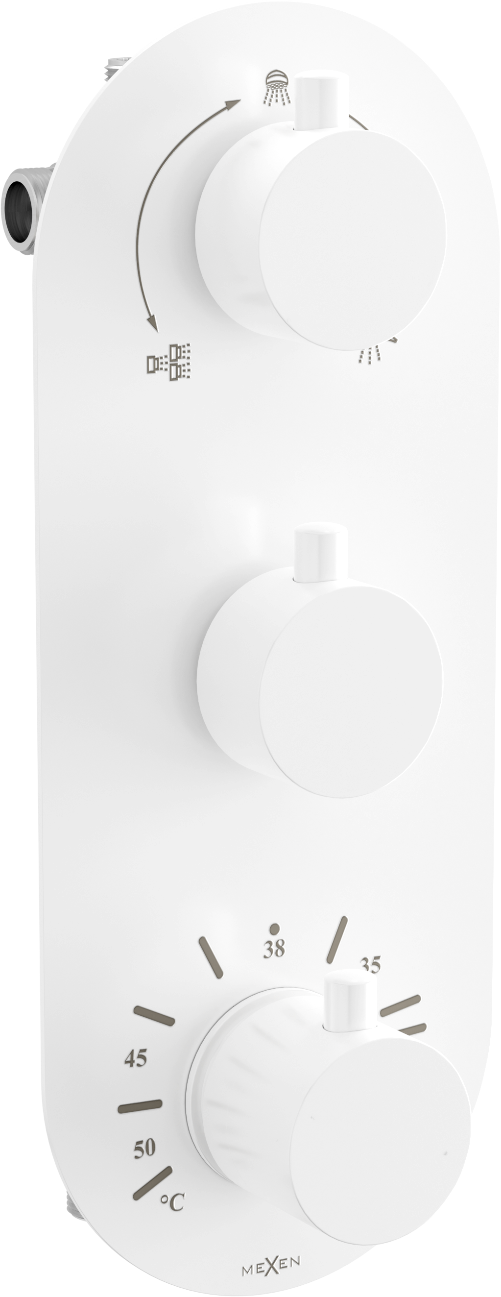 Mexen Kai termostatyczna bateria wannowo-prysznicowa 3-wyjściowa, biała - 77603-20
