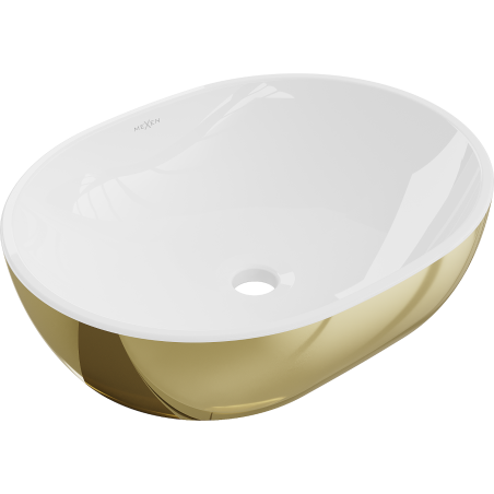 Mexen Viki umywalka nablatowa 48 x 35 cm, biała/złota - 21054806