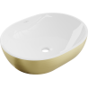 Mexen Viki umywalka nablatowa 48 x 35 cm, biała/złota wzór linie - 21054817