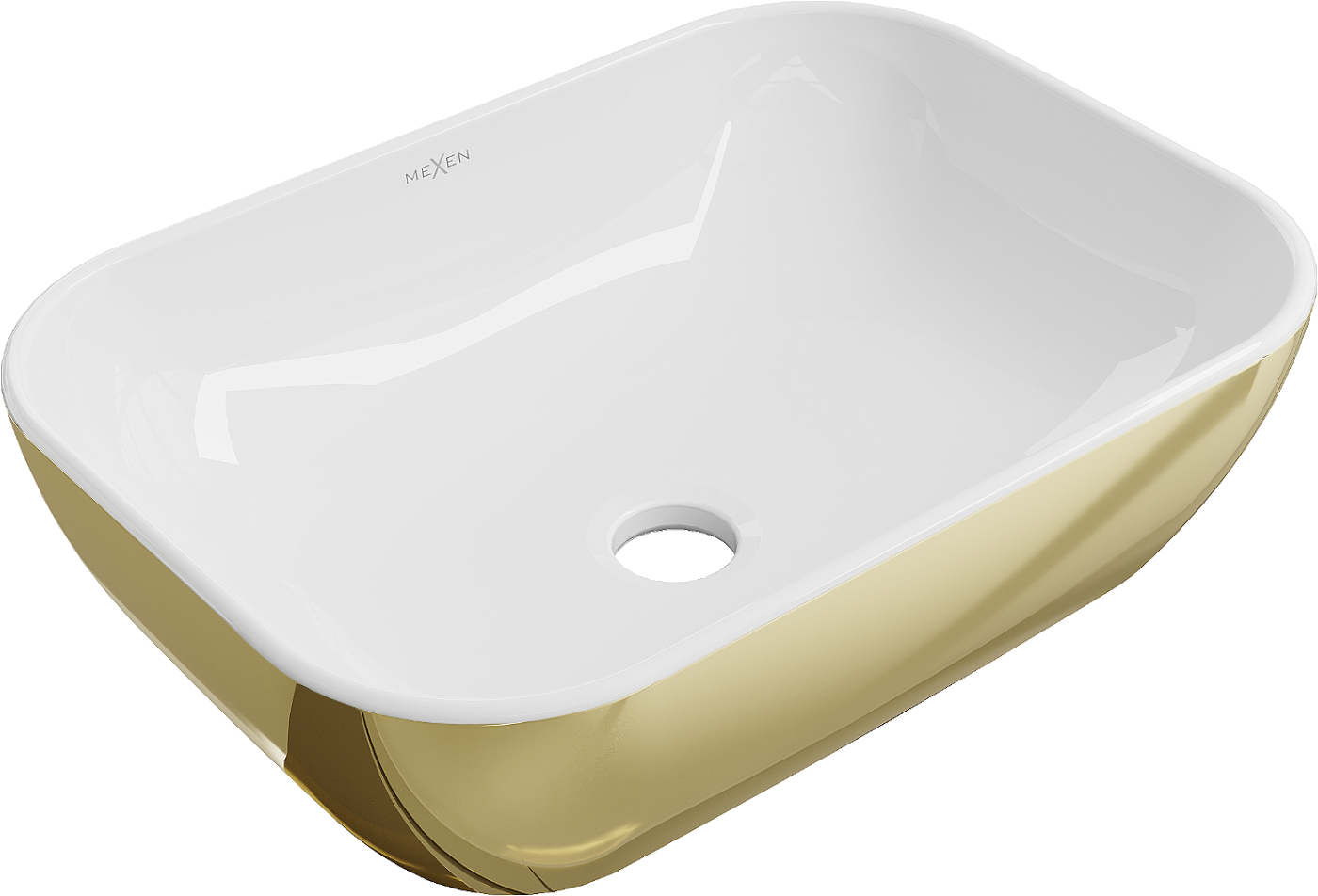 Mexen Rita umywalka nablatowa 45 x 32 cm, biała/złota - 21084506
