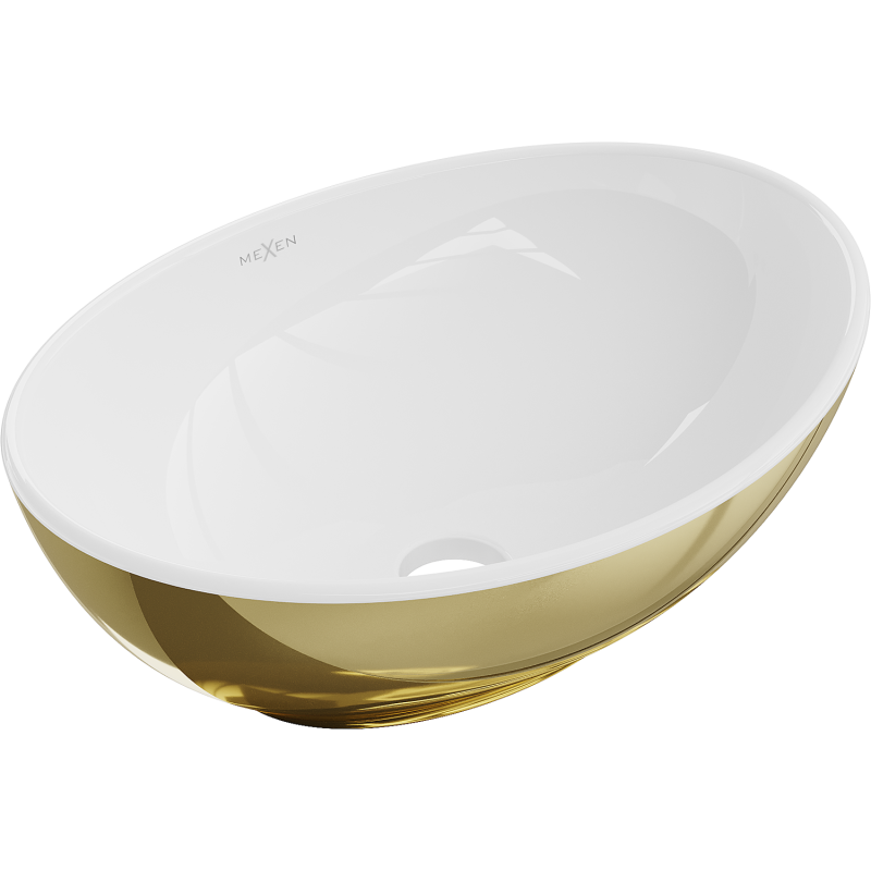 Mexen Elza umywalka nablatowa 40 x 33 cm, biała/złota - 21014006