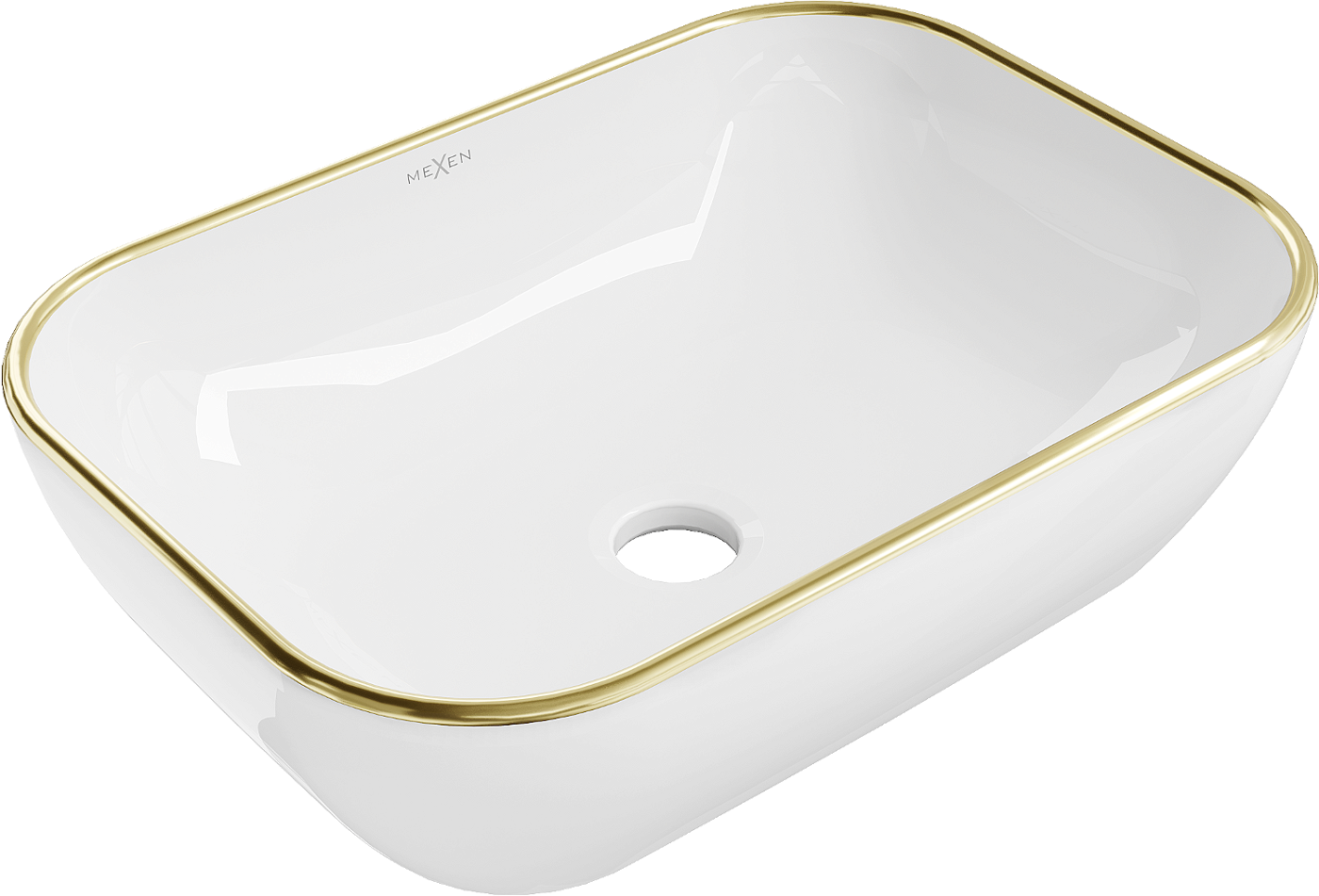 Mexen Rita umywalka nablatowa 45 x 32 cm, biała/złota rant - 21084505