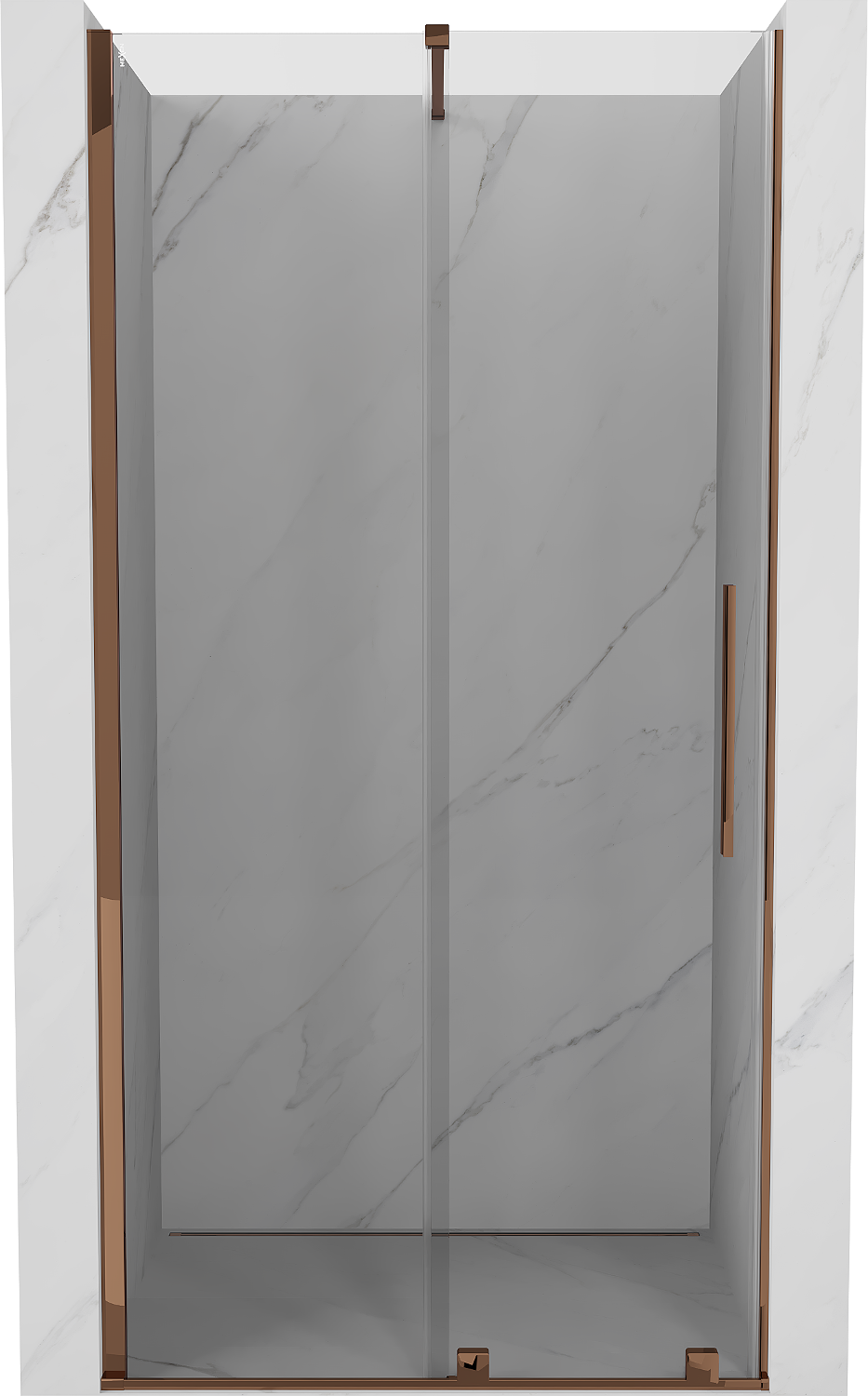 Mexen Velar drzwi prysznicowe rozsuwane 110 cm, transparent, różowe złoto - 871-110-000-01-60