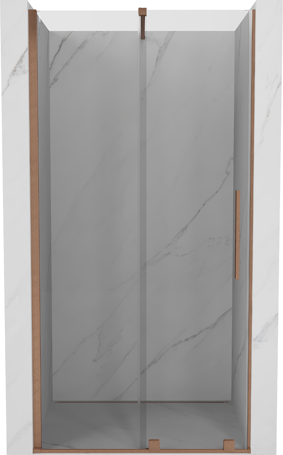 Mexen Velar drzwi prysznicowe rozsuwane 90 cm, transparent, miedź szczotkowana - 871-090-000-01-65