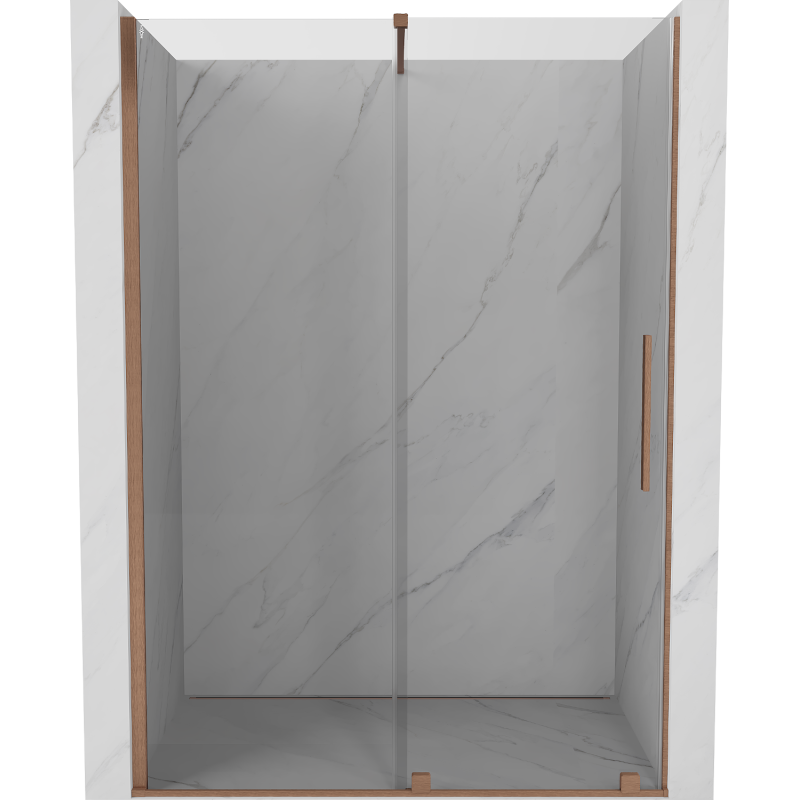 Mexen Velar drzwi prysznicowe rozsuwane 130 cm, transparent, miedź szczotkowana - 871-130-000-01-65