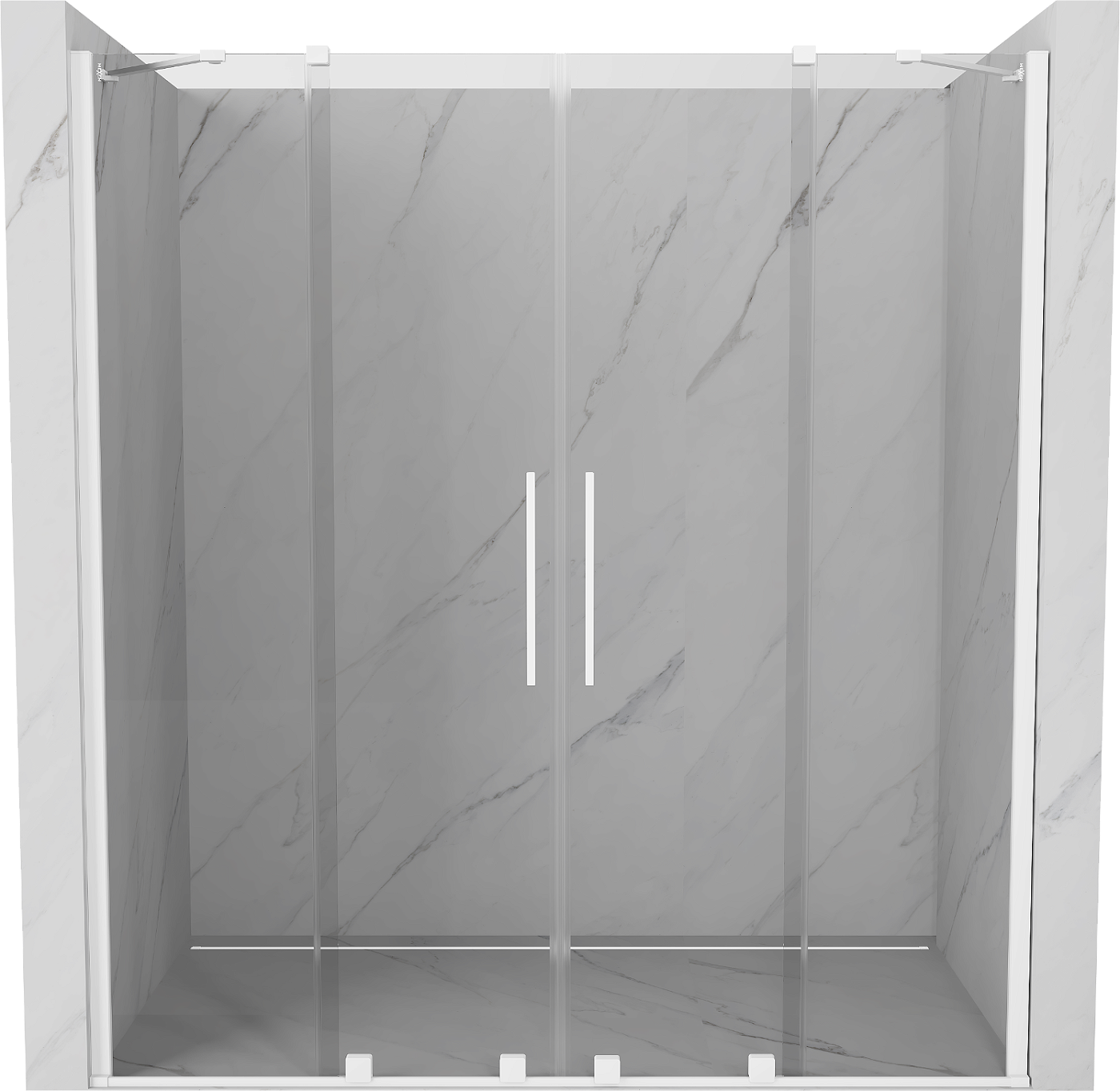 Mexen Velar Duo drzwi prysznicowe rozsuwane 200 cm, transparent, białe - 871-200-000-02-20