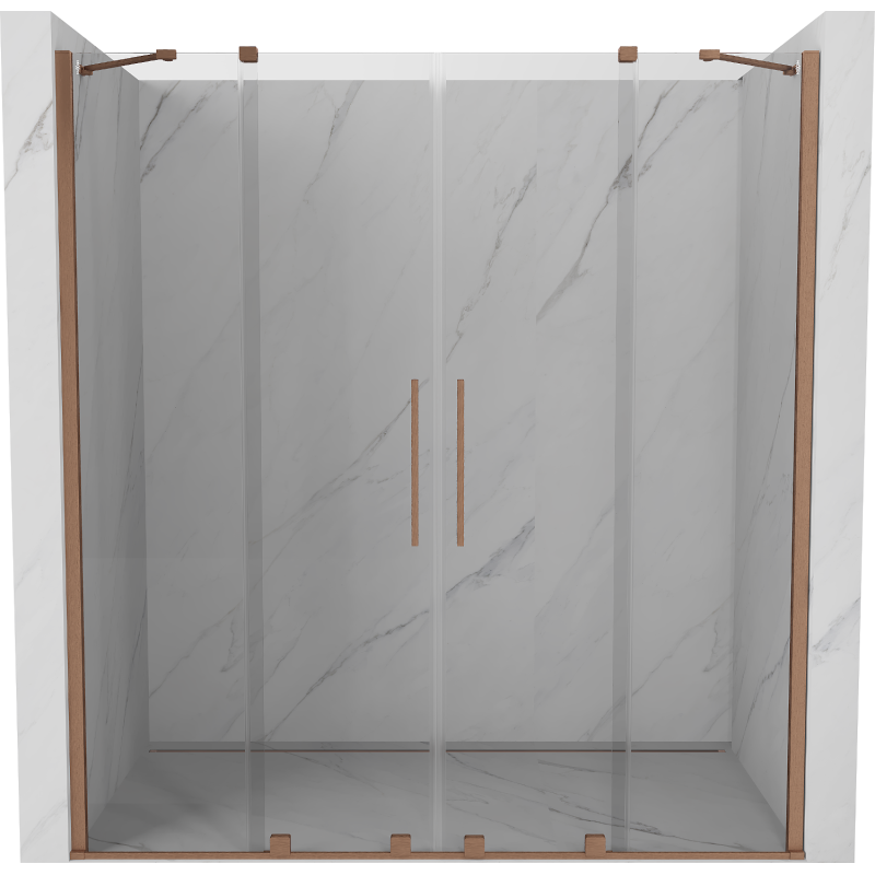 Mexen Velar Duo drzwi prysznicowe rozsuwane 170 cm, transparent, miedź szczotkowana - 871-170-000-02-65