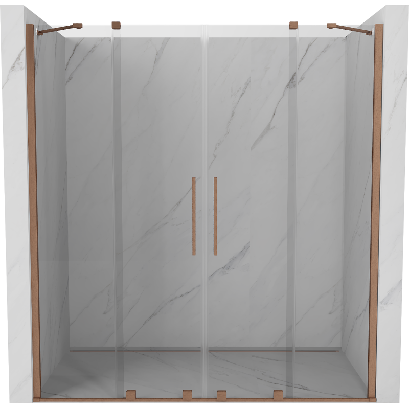 Mexen Velar Duo drzwi prysznicowe rozsuwane 200 cm, transparent, miedź szczotkowana - 871-200-000-02-65