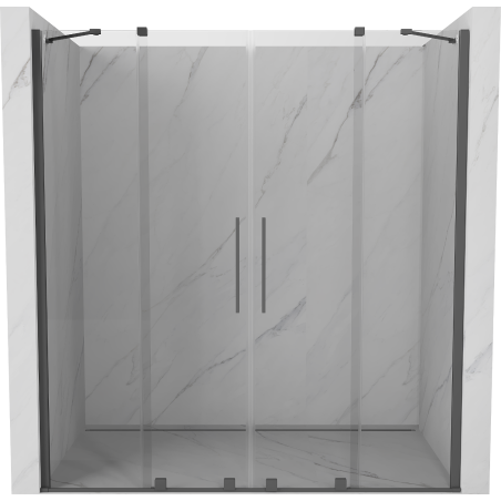 Mexen Velar Duo drzwi prysznicowe rozsuwane 180 cm, transparent, gun gray szczotkowany - 871-180-000-02-66