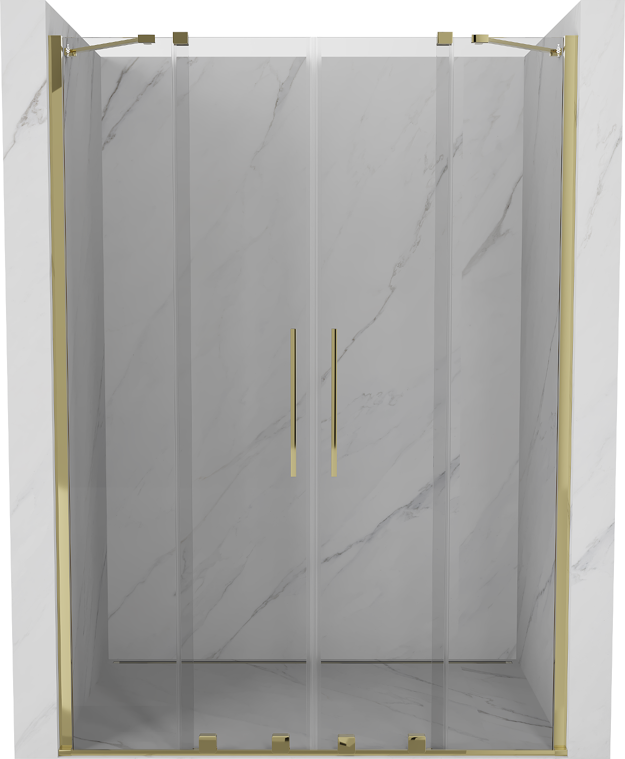 Mexen Velar Duo drzwi prysznicowe rozsuwane 150 cm, transparent, złote - 871-150-000-02-50