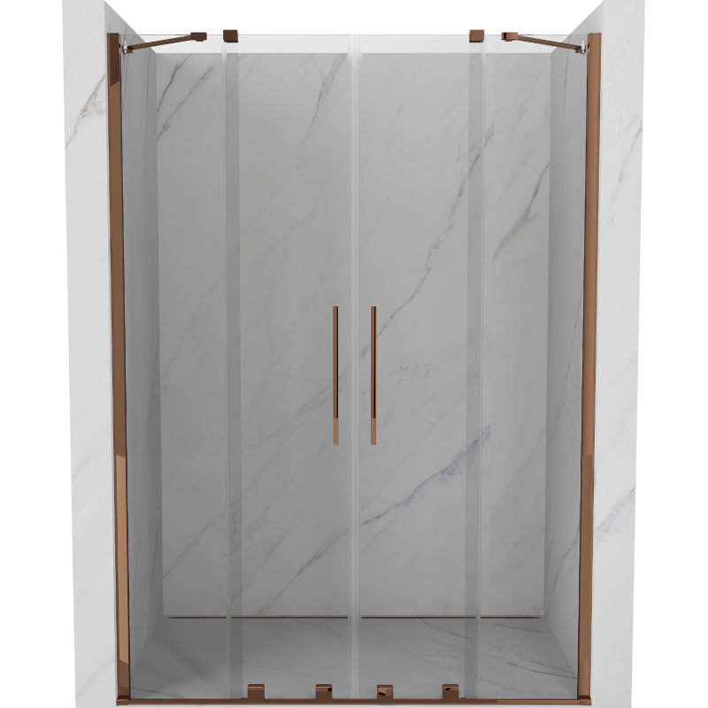 Mexen Velar Duo drzwi prysznicowe rozsuwane 160 cm, transparent, różowe złoto - 871-160-000-02-60