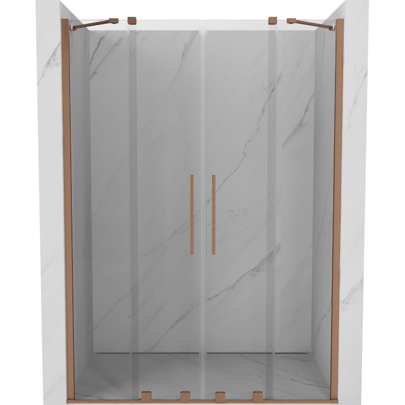Mexen Velar Duo drzwi prysznicowe rozsuwane 160 cm, transparent, miedź szczotkowana - 871-160-000-02-65