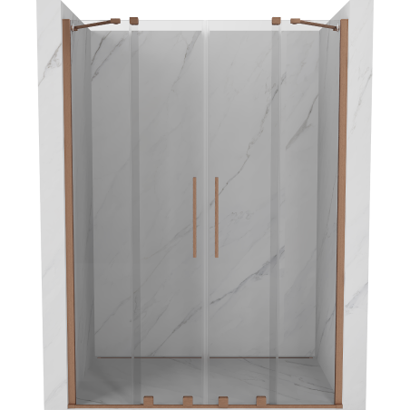 Mexen Velar Duo drzwi prysznicowe rozsuwane 160 cm, transparent, miedź szczotkowana - 871-160-000-02-65