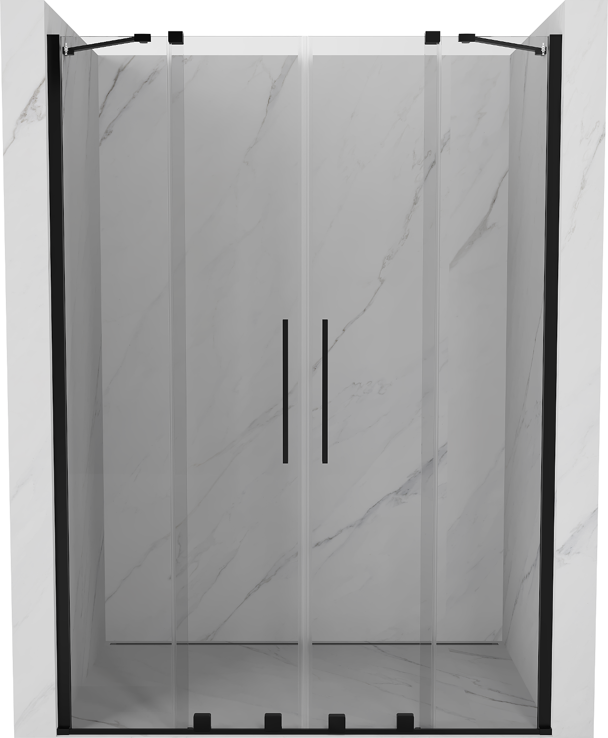 Mexen Velar Duo drzwi prysznicowe rozsuwane 150 cm, transparent, czarne - 871-150-000-02-70