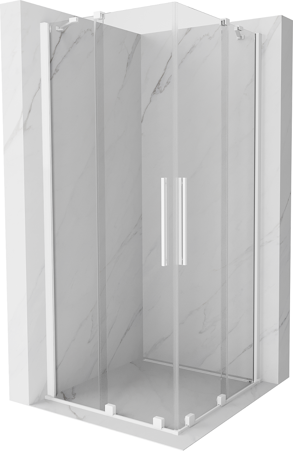 Mexen Velar Duo kabina prysznicowa rozsuwana 80 x 80 cm, transparent, biała - 871-080-080-02-20