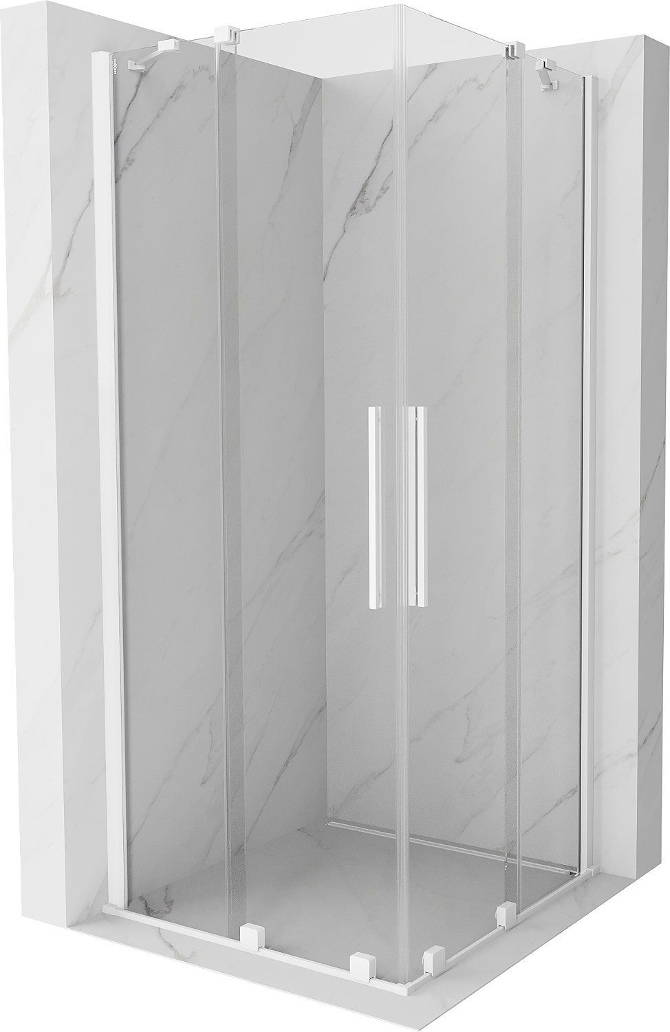Mexen Velar Duo kabina prysznicowa rozsuwana 90 x 90 cm, transparent, biała - 871-090-090-02-20