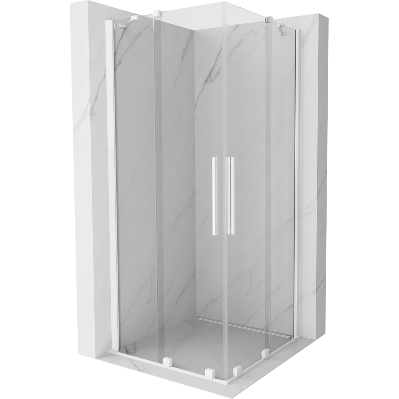 Mexen Velar Duo kabina prysznicowa rozsuwana 100 x 100 cm, transparent, biała - 871-100-100-02-20