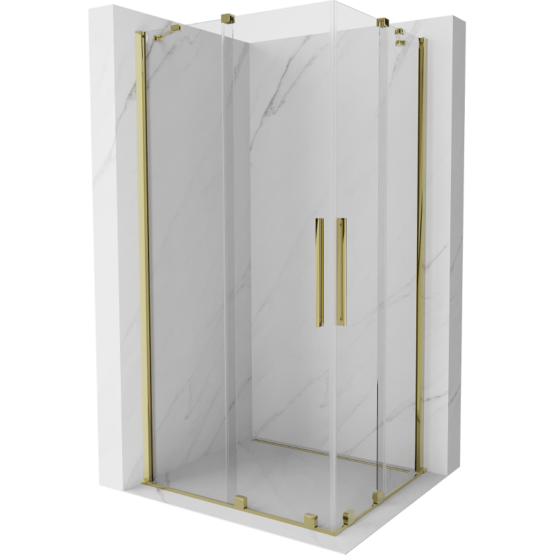 Mexen Velar Duo kabina prysznicowa rozsuwana 90 x 80 cm, transparent, złota - 871-090-080-02-50