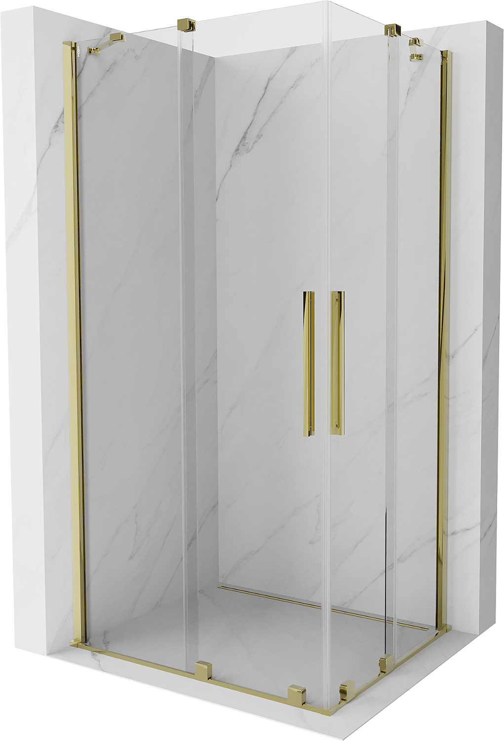 Mexen Velar Duo kabina prysznicowa rozsuwana 90 x 80 cm, transparent, złota - 871-090-080-02-50