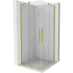 Mexen Velar Duo kabina prysznicowa rozsuwana 80 x 80 cm, transparent, złota szczotkowana - 871-080-080-02-55