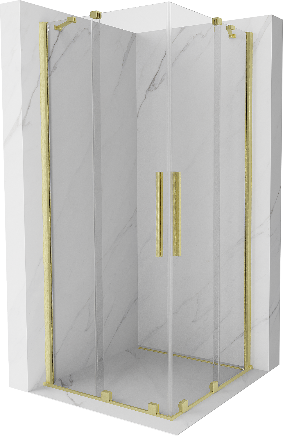 Mexen Velar Duo kabina prysznicowa rozsuwana 90 x 90 cm, transparent, złota szczotkowana - 871-090-090-02-55