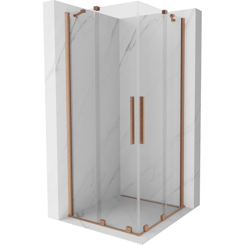 Mexen Velar Duo kabina prysznicowa rozsuwana 100 x 100 cm, transparent, miedź szczotkowana - 871-100-100-02-65