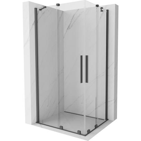 Mexen Velar Duo kabina prysznicowa rozsuwana 90 x 80 cm, transparent, gun gray szczotkowana - 871-090-080-02-66