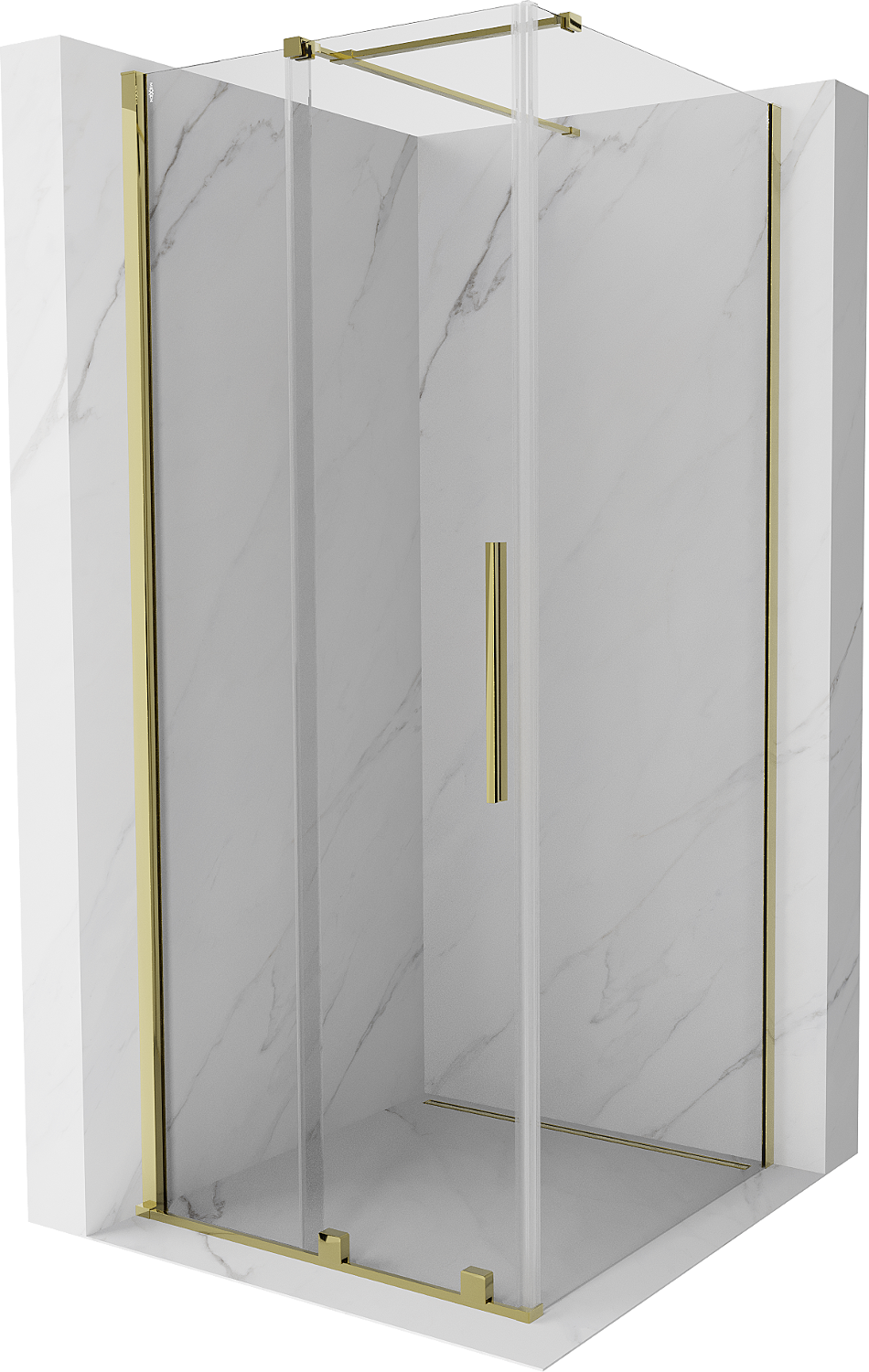 Mexen Velar kabina prysznicowa rozsuwana 100 x 100 cm, transparent, złota - 871-100-100-01-50