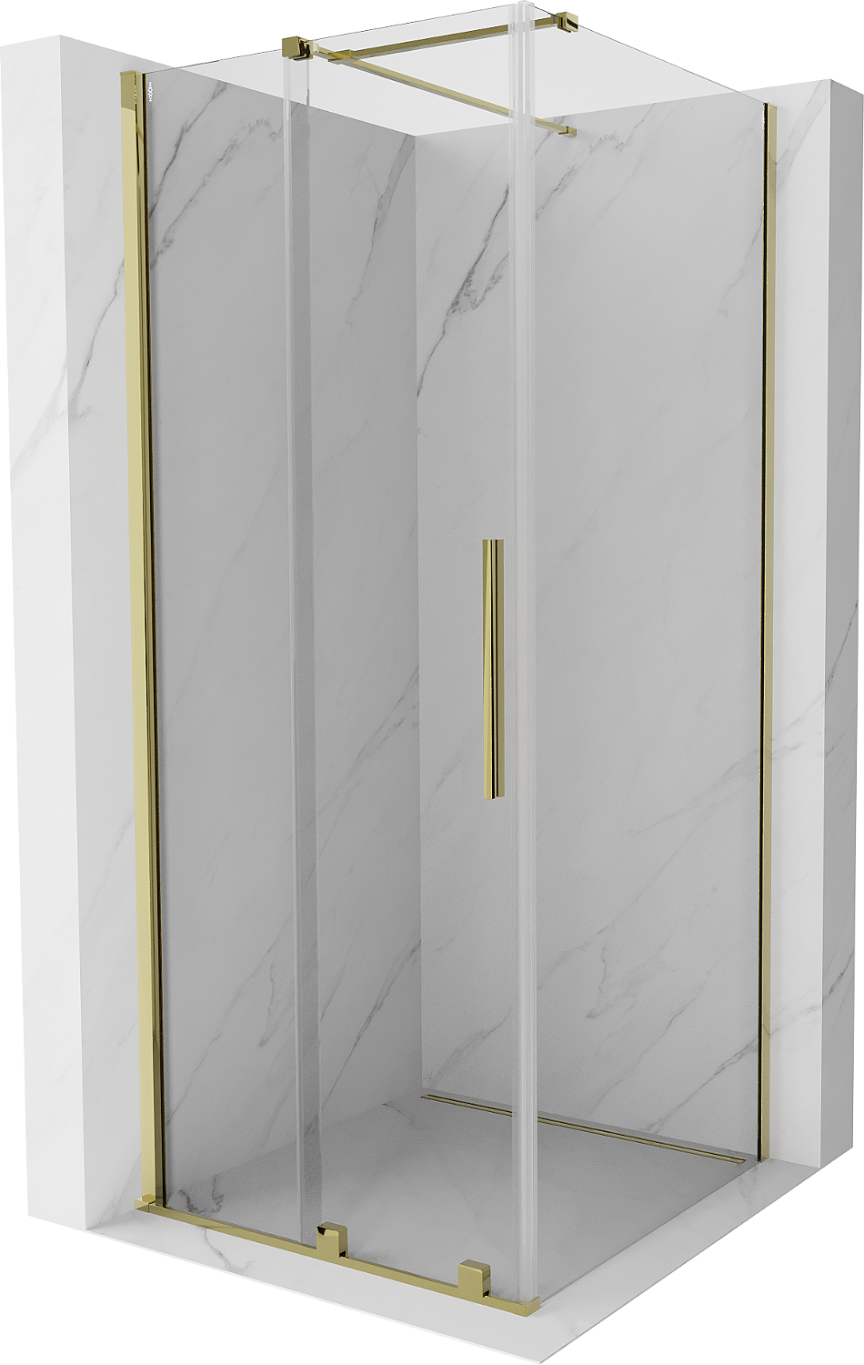 Mexen Velar kabina prysznicowa rozsuwana 120 x 120 cm, transparent, złota - 871-120-120-01-50