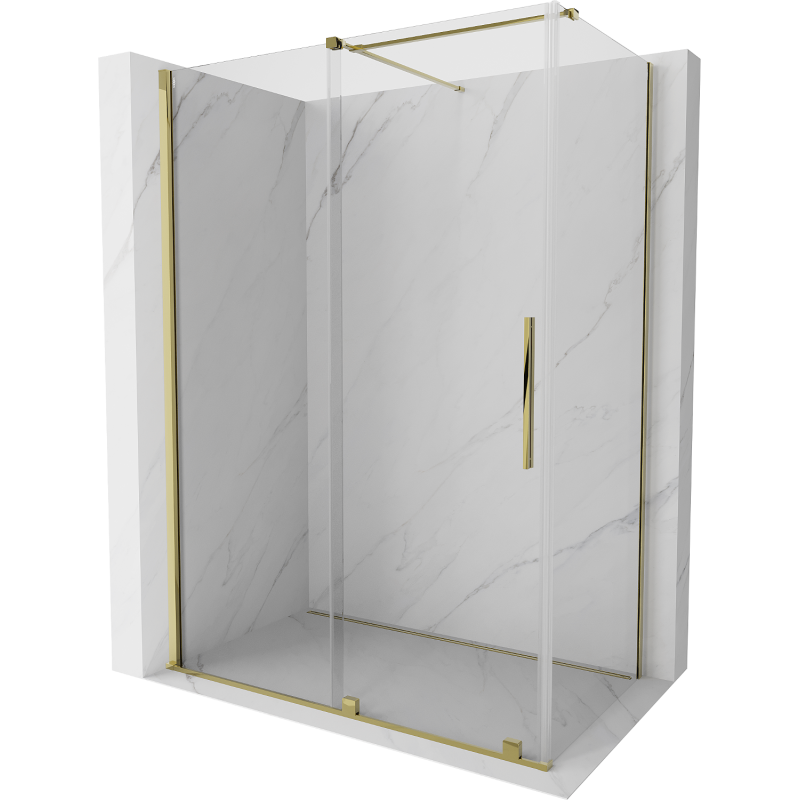 Mexen Velar kabina prysznicowa rozsuwana 140 x 75 cm, transparent, złota - 871-140-075-01-50